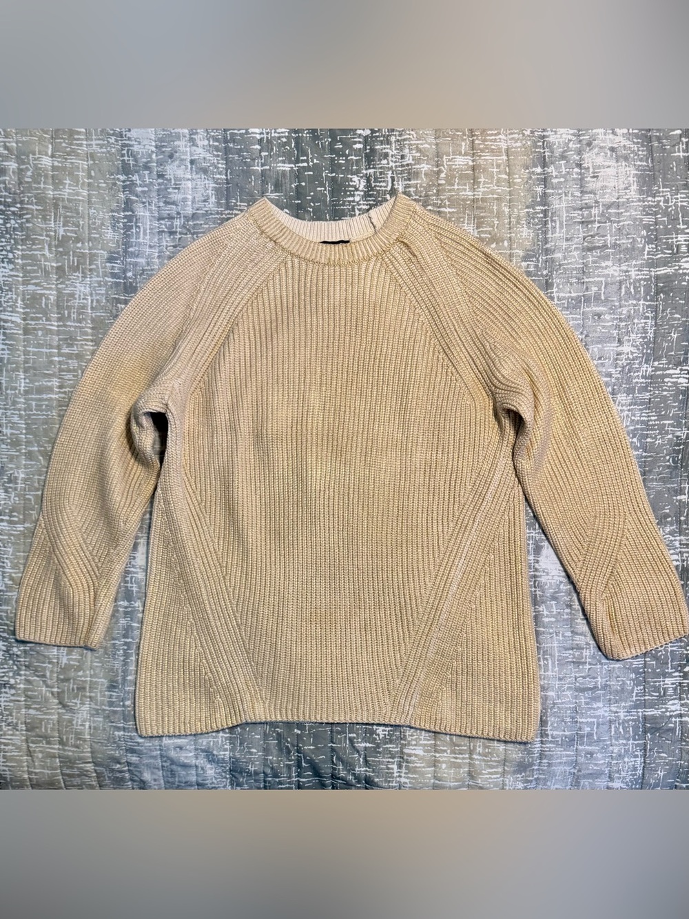 Express-  Gold Shimmer - Ribbed Crewneck Sweater- Size Medium